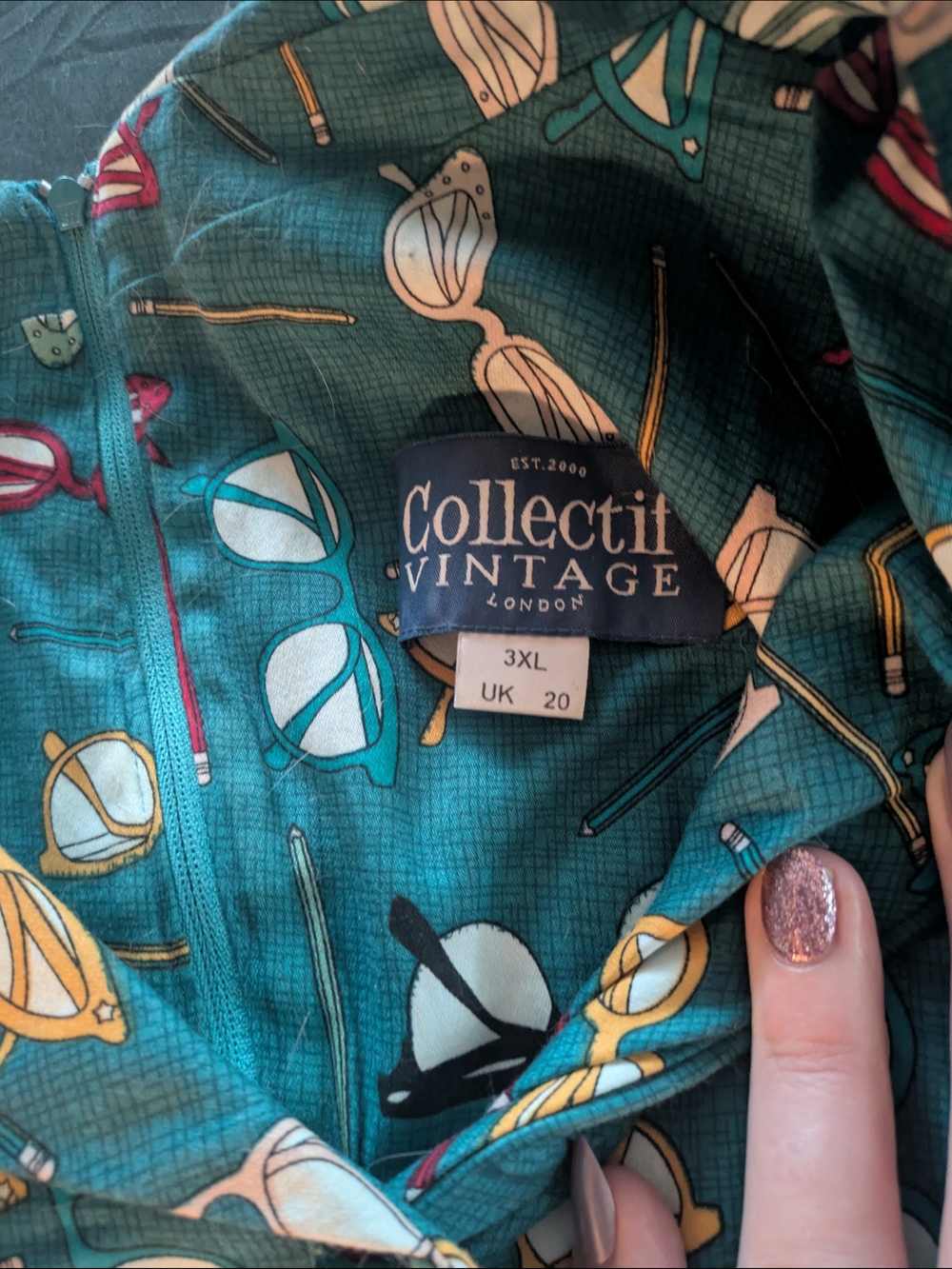 Collectif Teal Sunglasses Print Dress - Picture 3 of 7